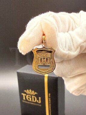 14K Yellow Gold  Police Pendant